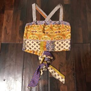 Dress Forum Boho Bandana Size Medium Bohemian Patchwork Crop Top with Tie